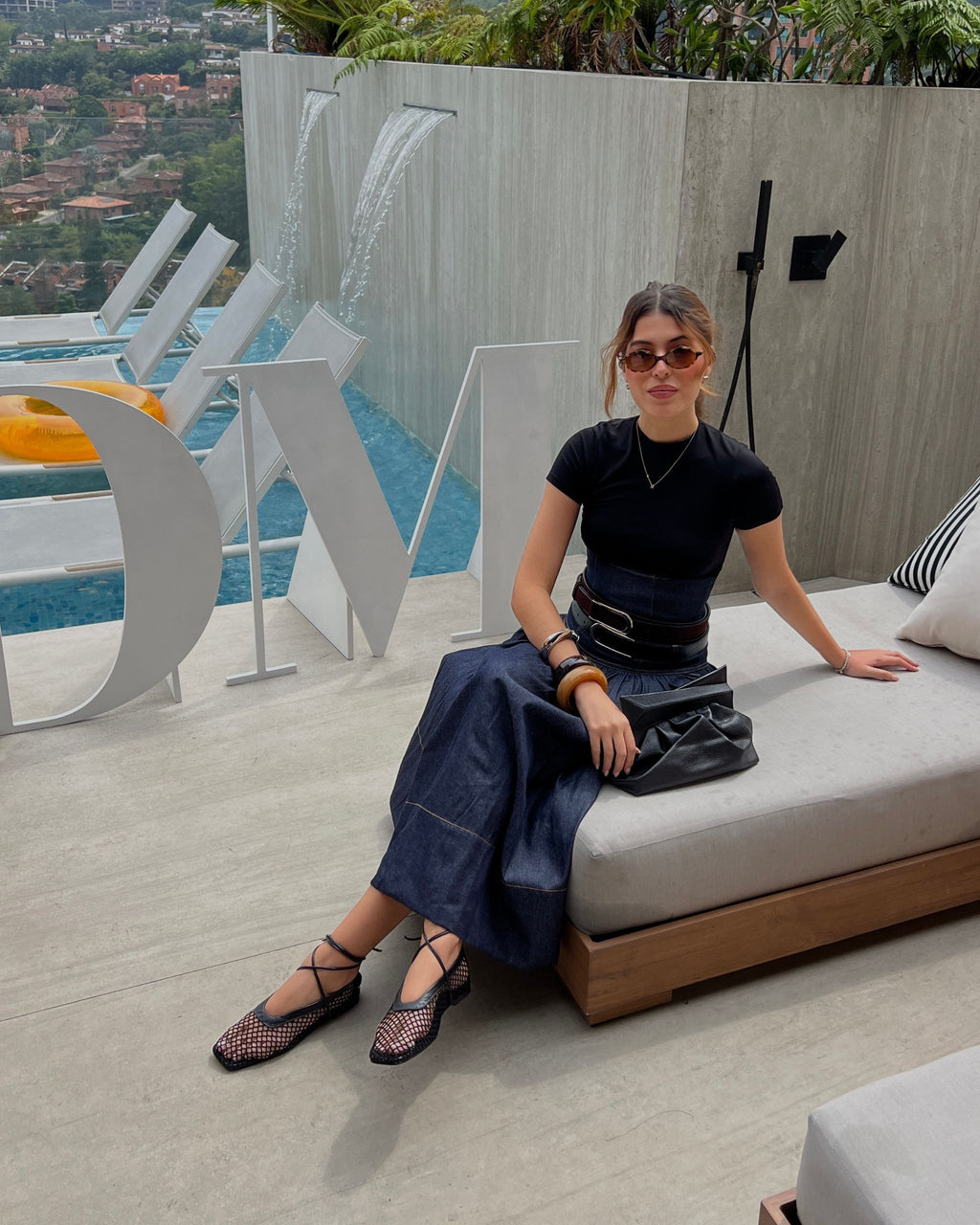 Bailarinas Mesh cuero negro