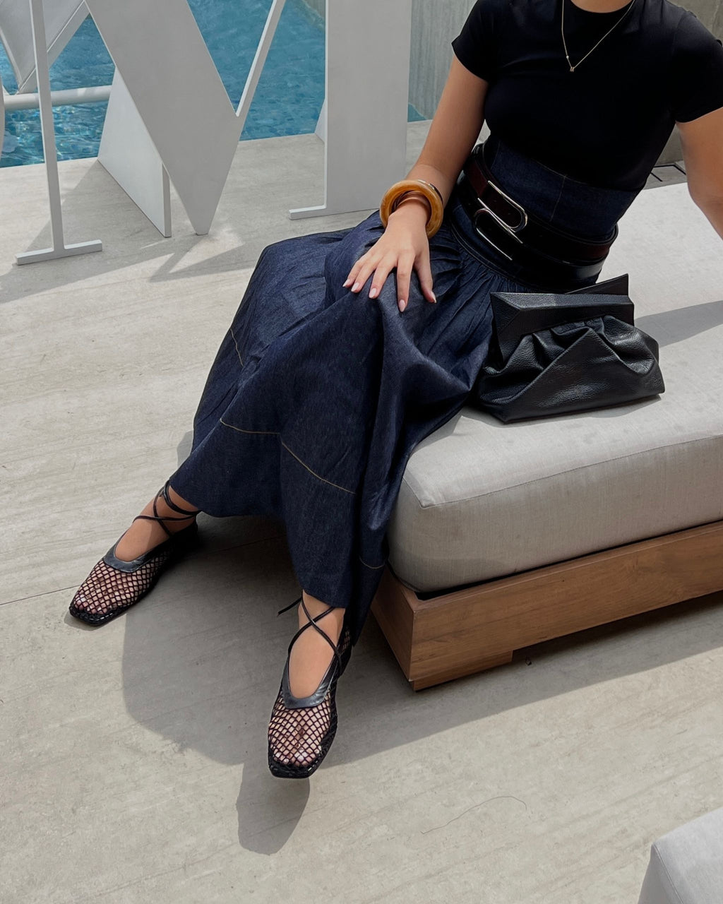 Bailarinas Mesh cuero negro